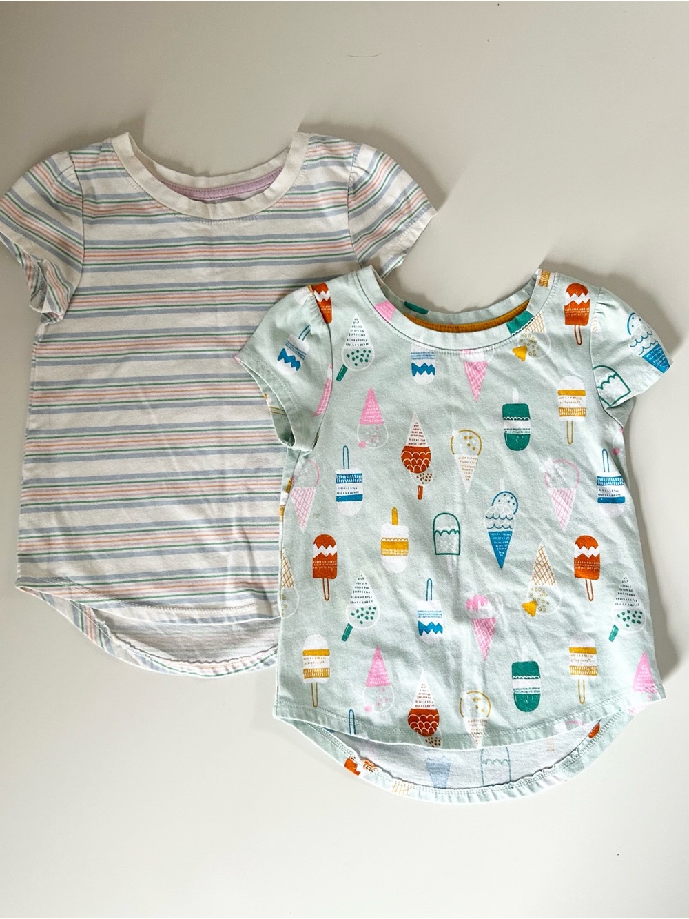 Cat & Jack Toddler Girls Ice Cream Short Sleeve Shirt Bundle